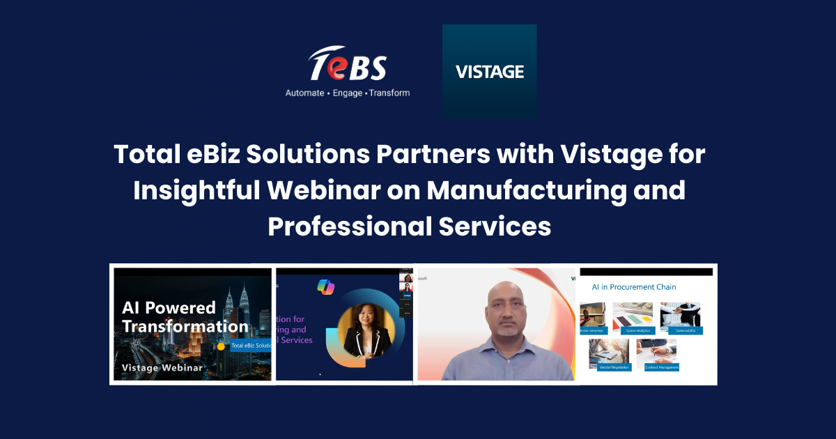 Total eBiz Solutions Partners with Vistage for Insightful Webinar on Manufacturing and Professional Services